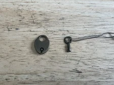 Vintage Miniature Brass Heart Shape Lock With Key