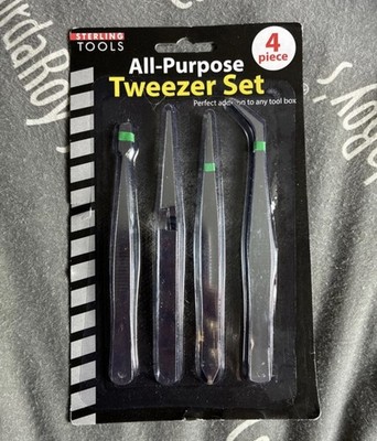 NEW Sterling Tools 4 Piece All Purpose Tweezer Set
