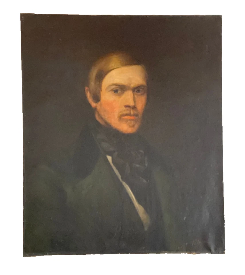 Ancien Tableau HST Portrait d'un Gentilhomme Epoque Napoléon III - Signé - 19ème - Photo 2/4