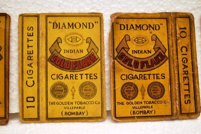 indian creek cigarettes Vintage Empty Gold Flake Diamond Cigarette Pack Golden Tobacco Co. Bombay  India