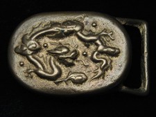QE11145 VINTAGE 1970s CHINESE DRAGON FANTASY ART SOLID BRASS BARON BELT BUCKLE