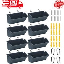 8 Pack 5 Quart Hanging Chicken Feeders Trough Goat Feeder Duck Water with Metal