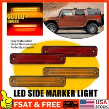 For 2003-09 HUMMER H2 Pickup LED Side Marker Light Front Rear Set Amber Red 4X B
