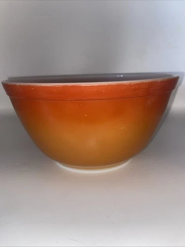Vintage 1950 Pyrex 402 1.5 Qt Mixing Bowl Flameglo Orange Red Ombre Nesting USA