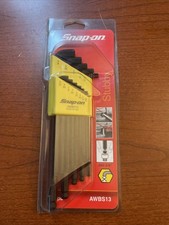 Snap On Tools New L-shaped Stubby Ball Hex Sae Wrench Set Awbs13 Usa