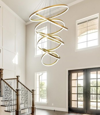 Chandelier XGZL LIGHTING 7 Rings 31.5   Modern 3000K-6000K LED Gold with Remote