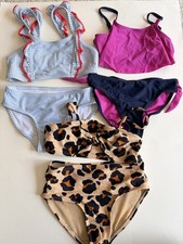Lot of 3 Girls Bikini Sets S 6/6X Cat  Jack Art Class Wave Zone Leopard Stripe
