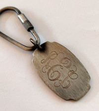 Engraved Monogram Letter Initials Keyring