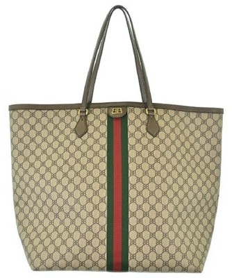 BALENCIAGA x Gucci Hacker Project Tote Bags BB Logo Canvas Brown