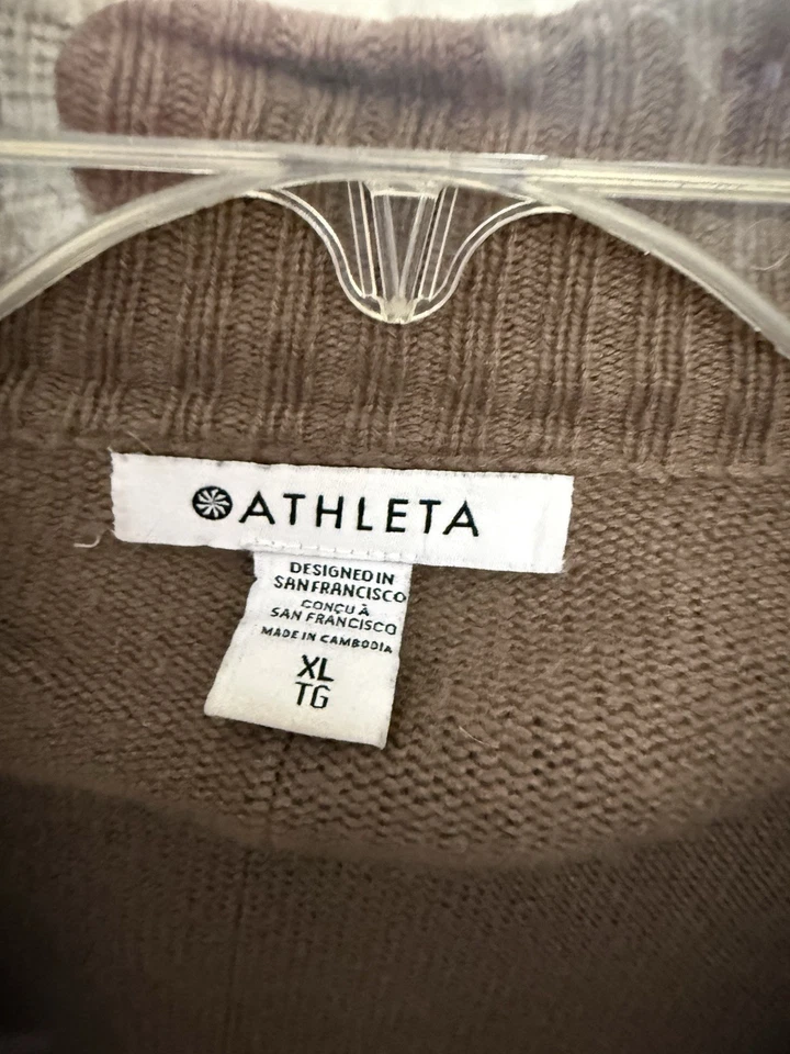 Suéter Plumero Athleta XL Lana Cachemira Bolsillos Usado en Excelente Condición Foto 4 de 4