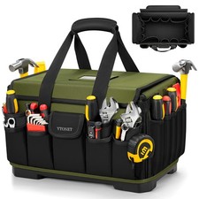 Heavy Duty Tool Bag 16 Inch 46 Pockets Hard Waterproof Base Tote Organizer