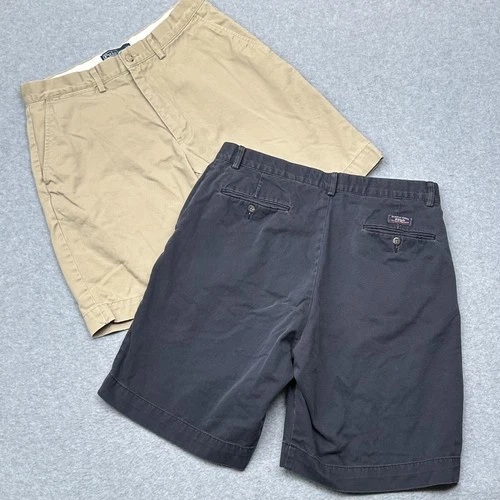 Polo Ralph Lauren Shorts Mens 32 Khaki Navy Prospect Short 9" Chino LOT OF 2
