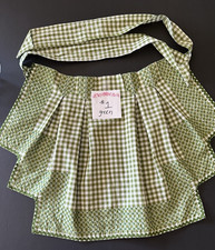Vintage Kitchen Apron Gingham Checked Needlework Zickrack Pleated Handmade