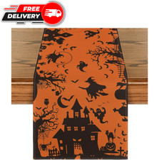 Mode 210 GSM Halloween Table Runner Home Party Decor 13x72 Inch Black Orange