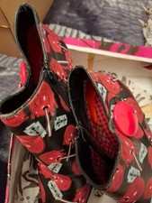 iron fist heels size 6 ,3 inch heel, razor blade and apple ankle boots, red and