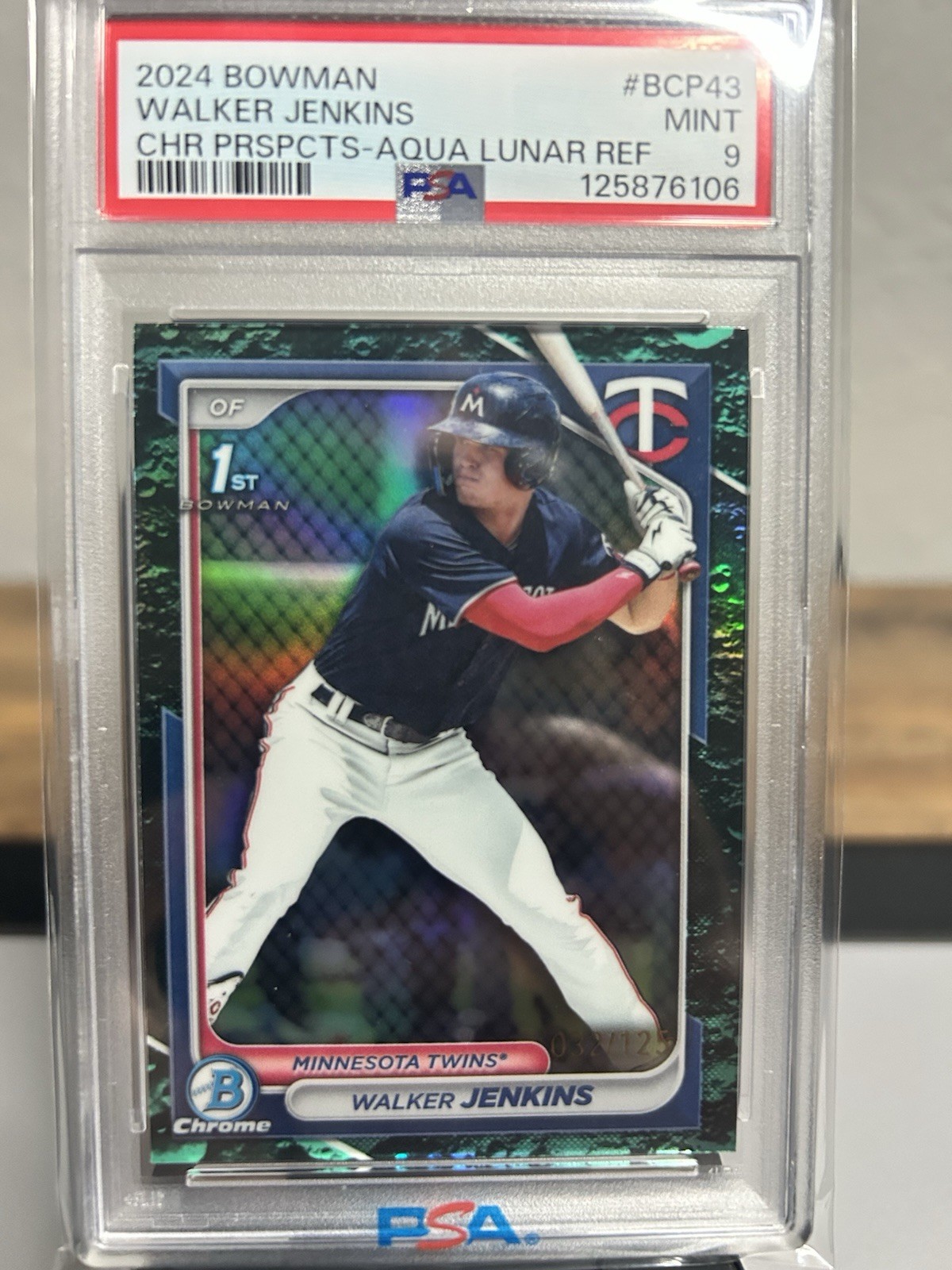 2024 Bowman -Chrome Prospects Walker Jenkins #BCP-43 Aqua Lunar Refractor /125