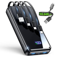 Portable Charger 50000mAh, 22.5W Power Bank with Built-in 4 Cables