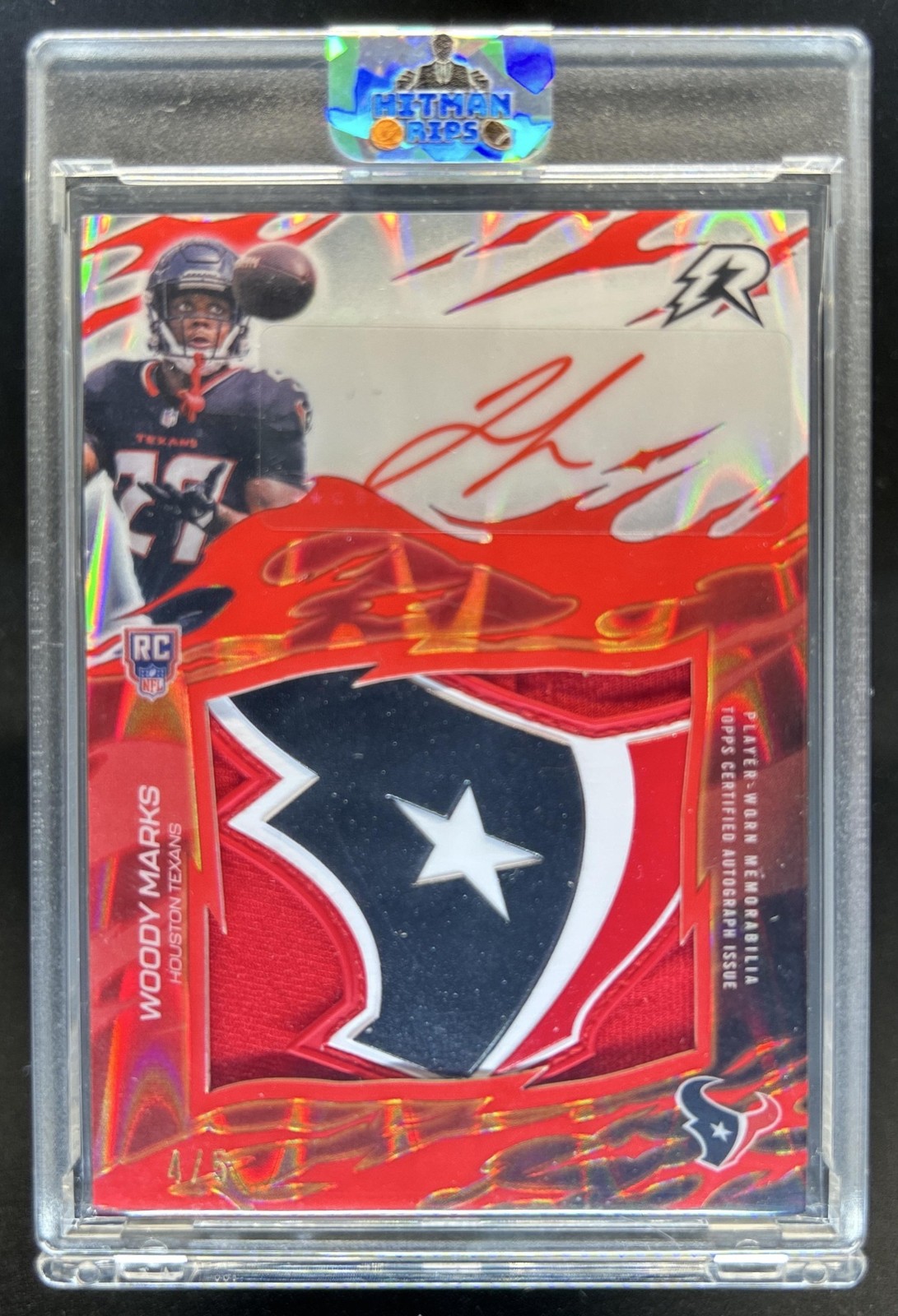 2025 Topps Resurgence Woody Marks Rookie Patch Auto Texans Logo Red #/5 RPA