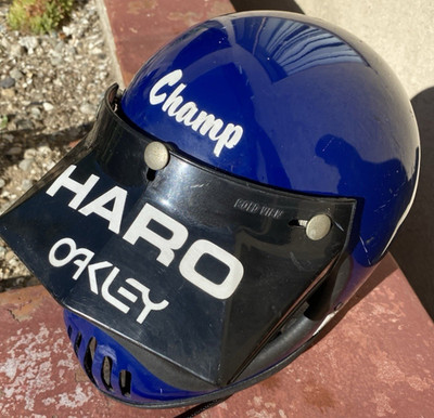 Haro Champ BMX Helmet Blue Old School Oakley Visor Full-Face Racing Freestyle