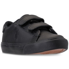 Polo by Ralph Lauren Easten EZ Strap Sneakers Kids 9 Black Leather Shoes TLW519