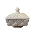 Westmoreland Milk Glass Old Quilt Covered Candy Nut Dish Vintage White With Lid