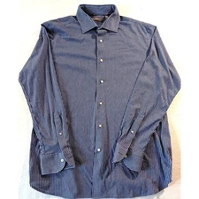 Daniel Cremieux Striped Button-Up Shirt Blue White Size XL Classic Fit office