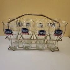 Beer Glasses Samuel Adams Boston Lager Vintage Flight Basket Set Of 8 Lot