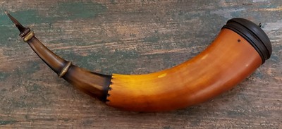 18th-19th C. Style Contemporary Hand Carved Large Powder Horn SIMPLY BEAUTIFUL!