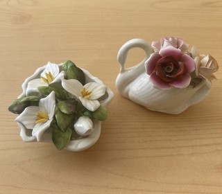 Royale Stratford & Royal Adderley Bone CHINA Flowers In Swan & Shell England