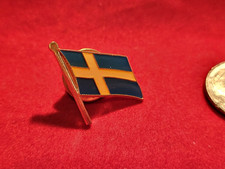 Vintage Sweden Souvenir Swedish Flag Enamel and Brass Lapel or Hat Pin- 1/2 