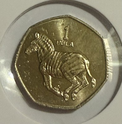 1991 Botswana 1 Pula Zebra Coin African Animal World Wildlife Currency