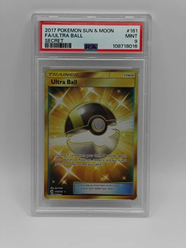 Pokemon 2017 Sun Moon Ultra Ball Gold Secret Rare Full Art 161/149 PSA 9 Mint