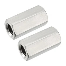 M16 X 2-Pitch 50mm Length 304 Stainless Steel Metric Hex Coupling Nut, 2-Pack