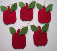 Lot of 5 red apple Christmas ornaments