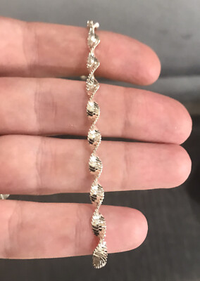 Vintage 925 Sterling Silver Italy Twisted Link Chain Bracelet 7.5