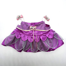 Bear Factory Dress Purple Satin Sequin Rose Flower Clothes Fits Build a Bear 
