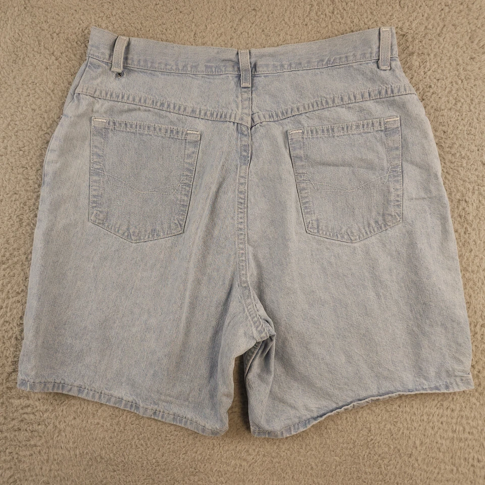 Pantalones Cortos de Jean Vintage Chic Para Mujer 16 Azul Denim Tiro Alto Mamá Algodón Lavado Ligero 7" Foto 2 de 4