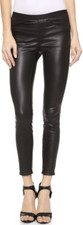 Helmut Lang Stretch Plonge LEATHER Leggings CROPPED Pants Jeans Black sz 2
