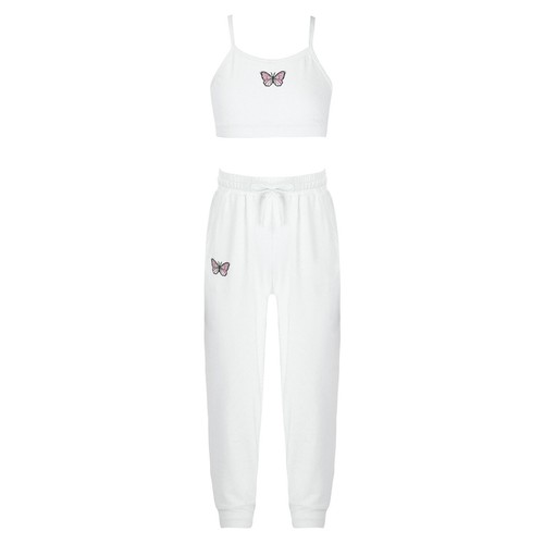 Kid Girls Two Piece Tracksuit Camisole Crop Vest Long Pants Sport Workout Outfit - Picture 12 of 30