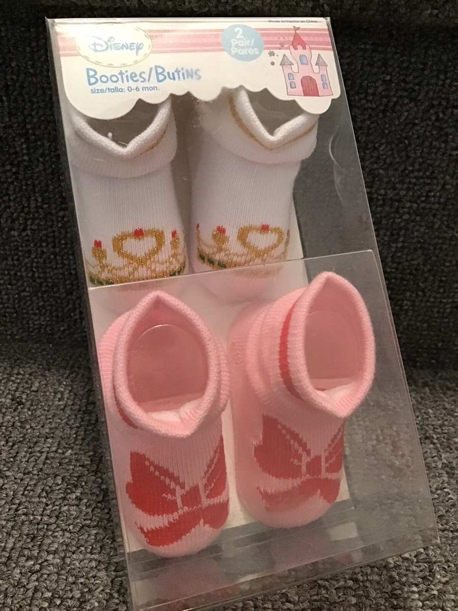 Disney Baby Booties Newborn Socks Pink Girl Princess Gift set