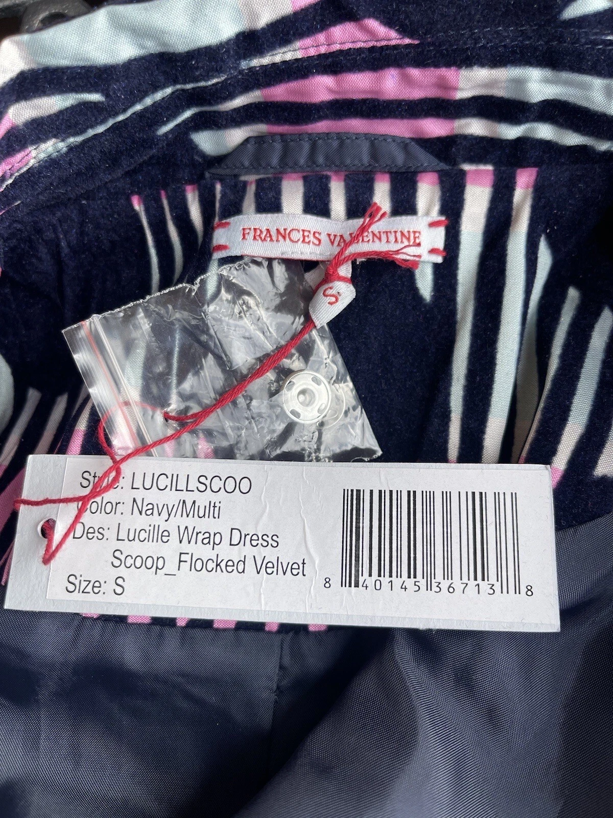 VALENTINO Abito camicia nuovo con etichette Frances Valentine Lucille flocked velluto blu e rosa taglia S