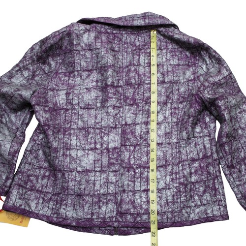 Ruby Rd Size 14 Lightweight Zip Jacket 3/4 Sleeves Purple & Silver Gray - Picture 7 of 10