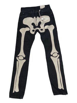 NWT 2020 MNML D184 Skeleton Denim Pants - Black / White MEN sz 31