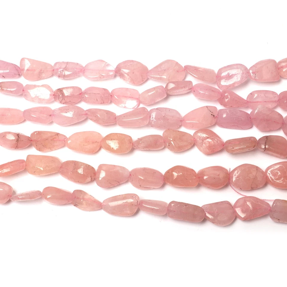 Natural Morganite Beads 13 Inch Strand 6x10-11x16 MM Beads Smooth Nugget Shape - Image 3 of 4