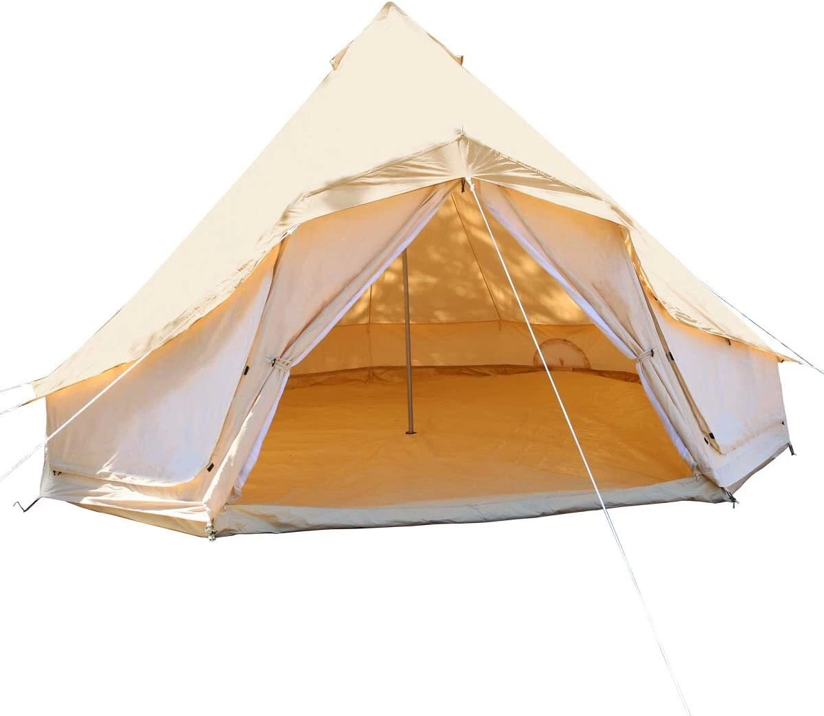 4-Season Cotton Canvas 5M Bell Tent Glamping Big Window Yurts Stove Jack  Outdoor | eBay