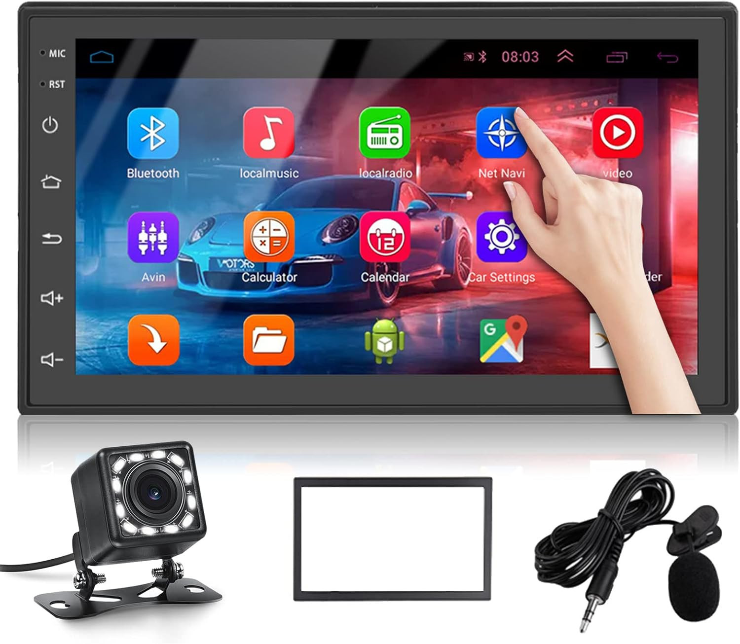 Android Autoradio GPS 2 Din Schermo 7 Pollici Touchscreen Autoradio Bluetooth, S