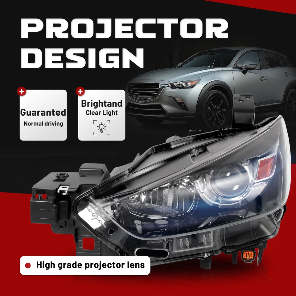 Front Left Driver Side Halogen Headlight W/O LED DRL For Mazda CX-3 CX3 2016-22 Foto 3 de 4