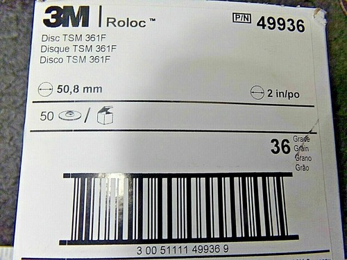 QTY: 50, 3M, 49936 ROLOC ABRASIVE DISC, 2 in., GRIT 36, 21088 - Picture 4 of 9
