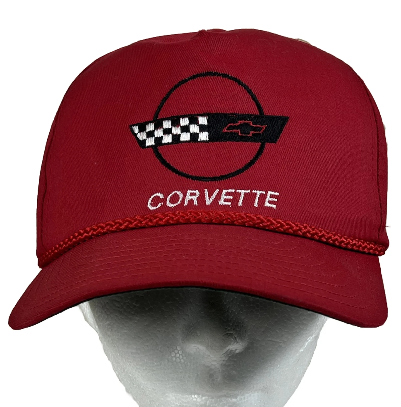 VTG Corvette Hat 80s Snapback Trucker Hat Chevy Racing Corded Fleece Lined Cap