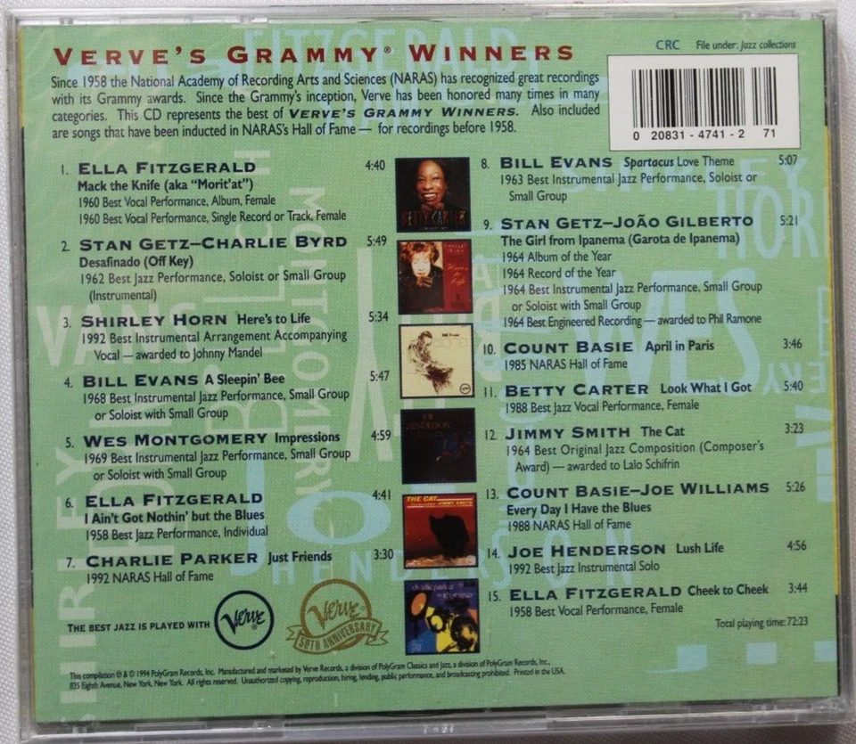 VERVE'S GRAMMY WINNERS [NEW CD] VERVE JAZZ VARIOUS Foto 2 de 2